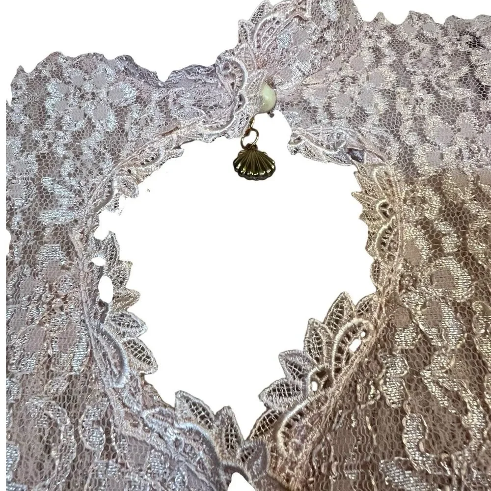 Lace Maxi Dress Vintage Long Sleeve Size 5 Blush Pink Coquette Formal Wear - Picture 9 of 16